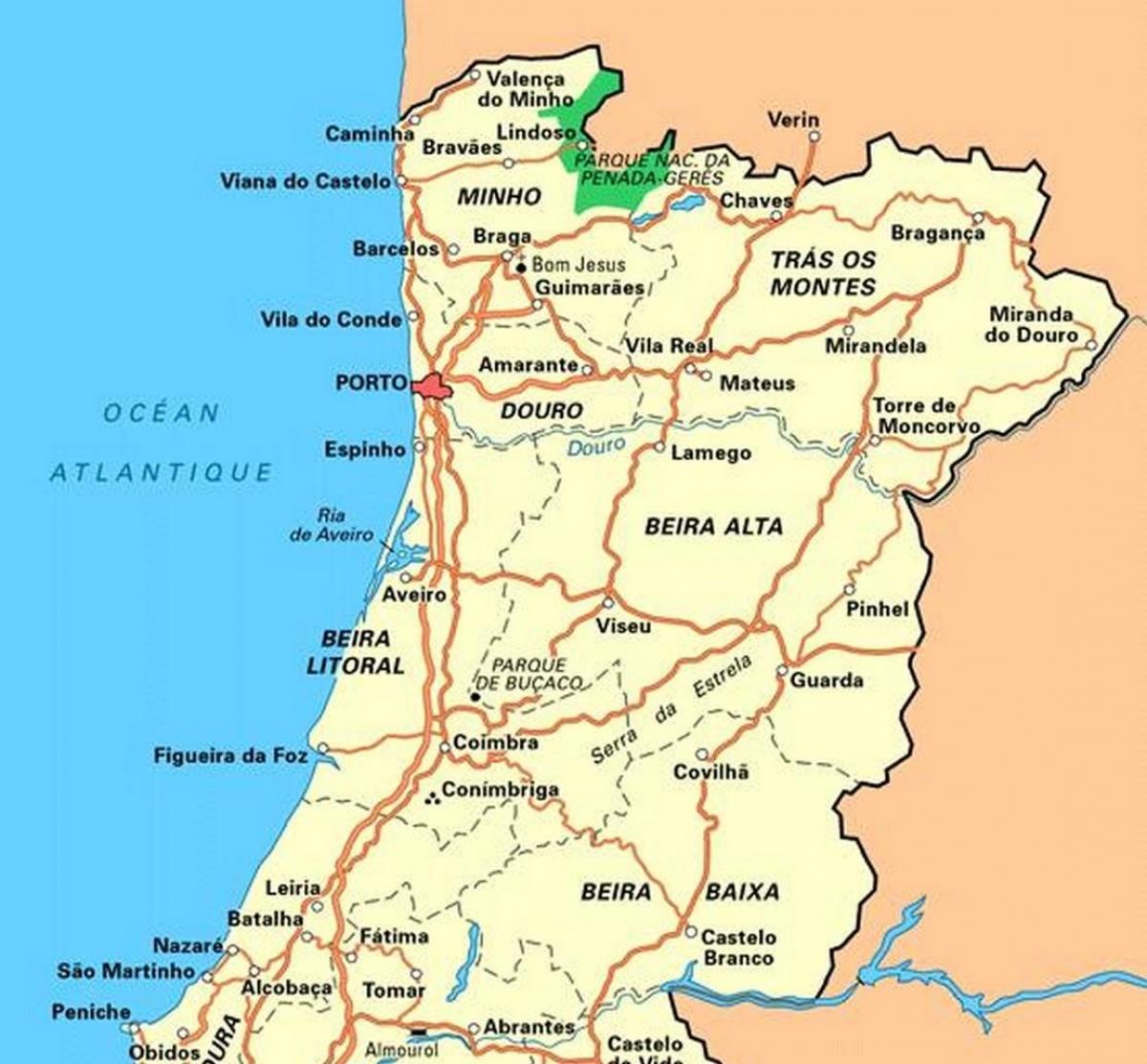 North of Portugal map