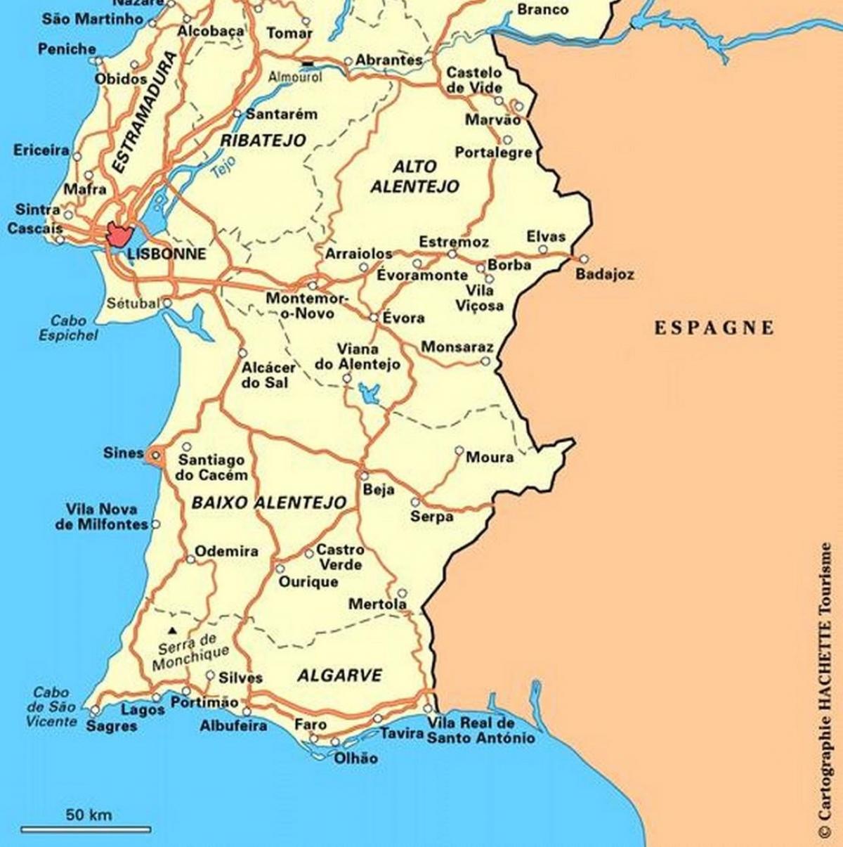 South of Portugal map