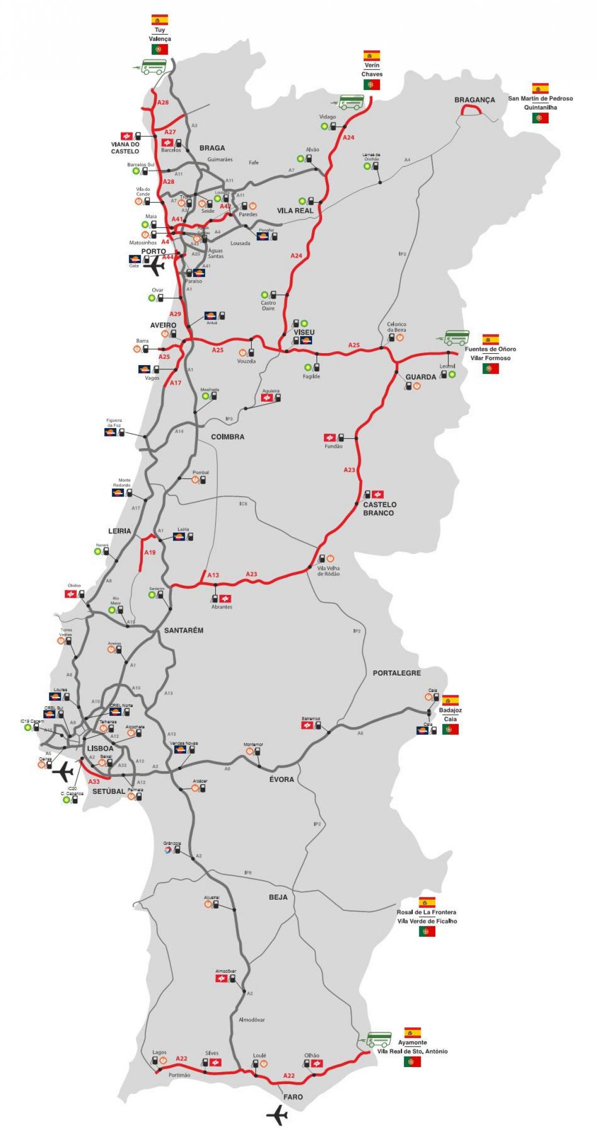 Motorway map of Portugal