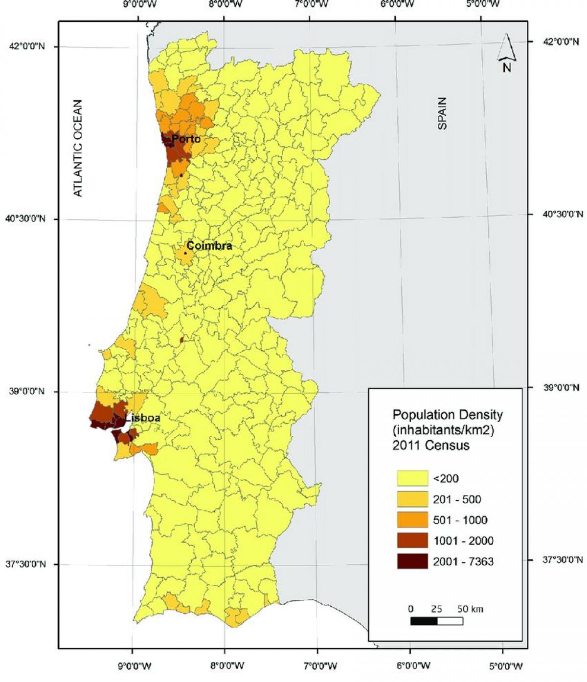Portugal density map