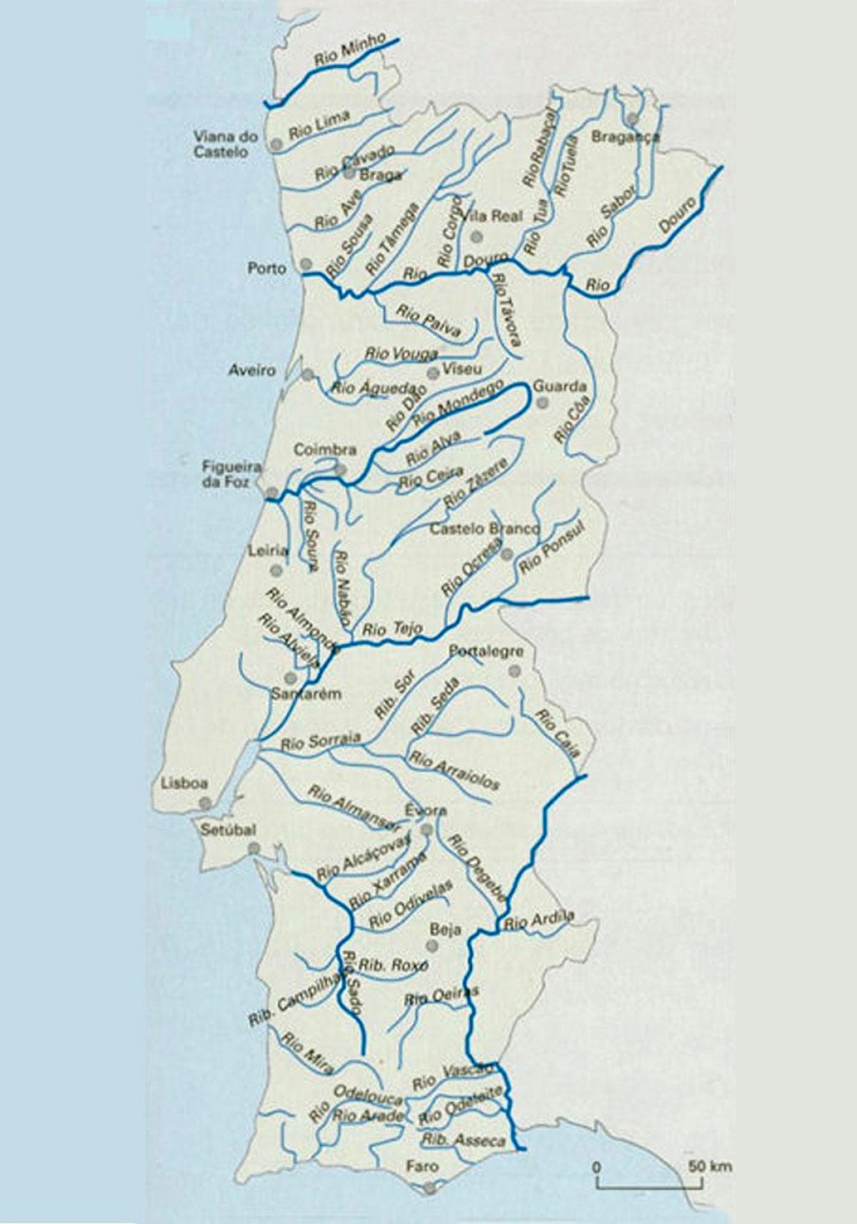 Rivers in Portugal map