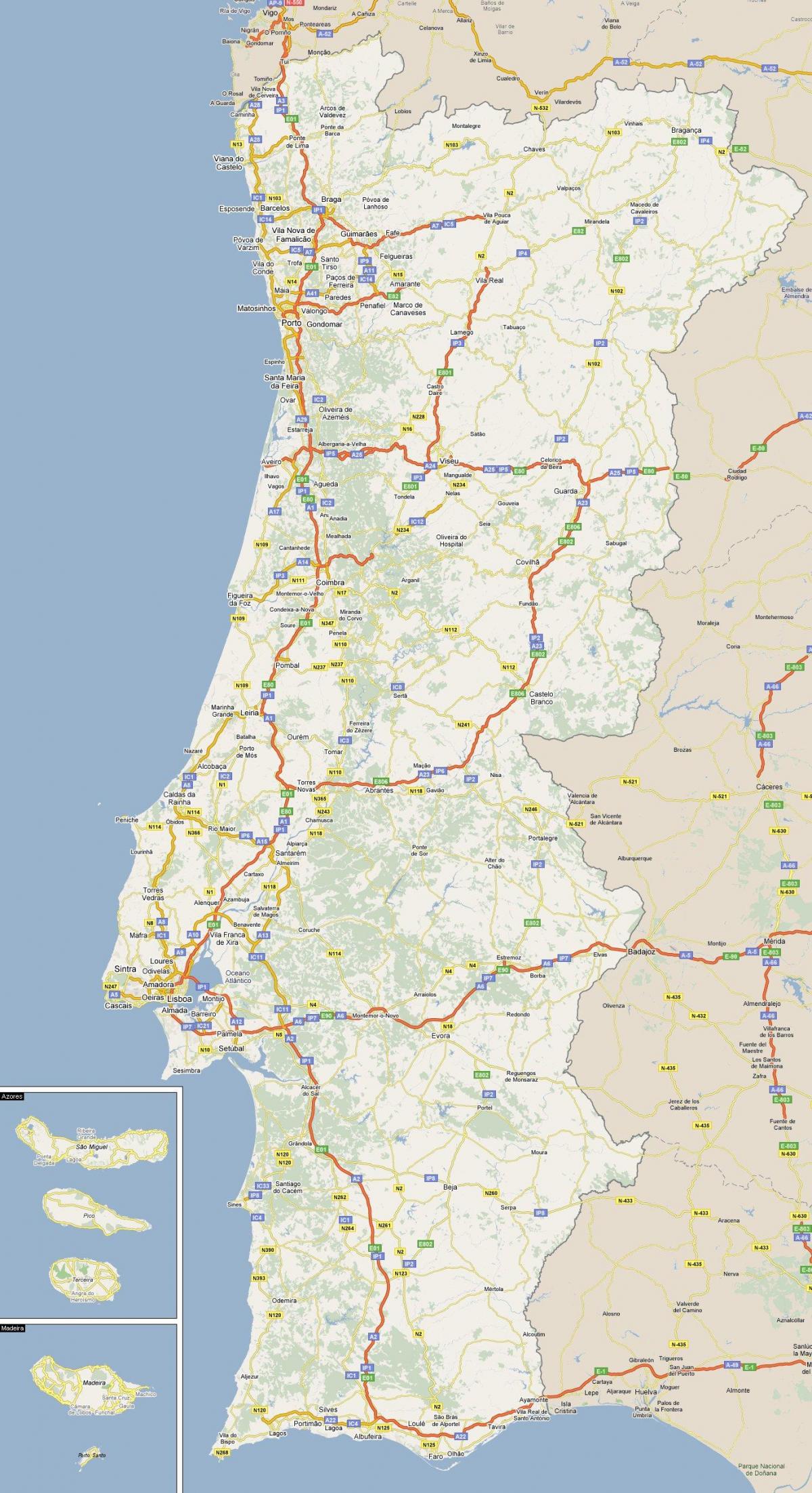 Driving map of Portugal