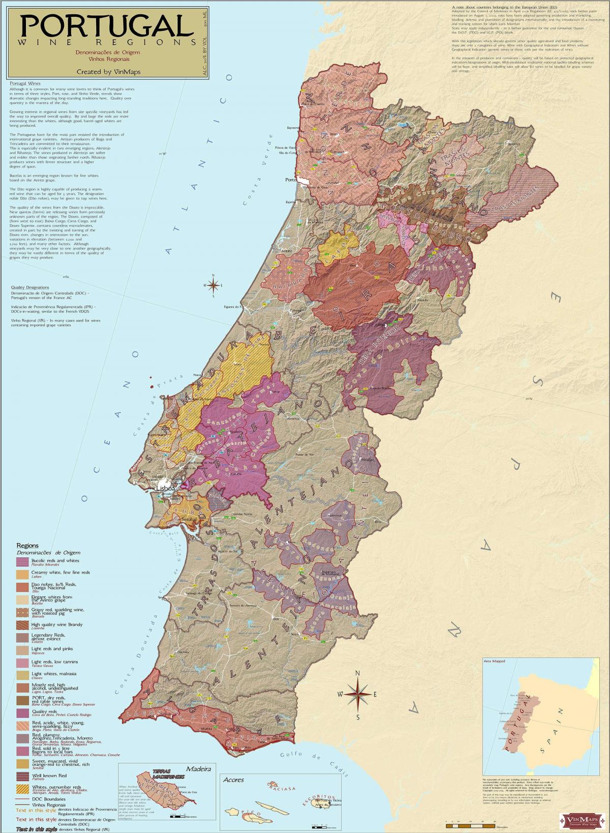 Portugal vineyards map